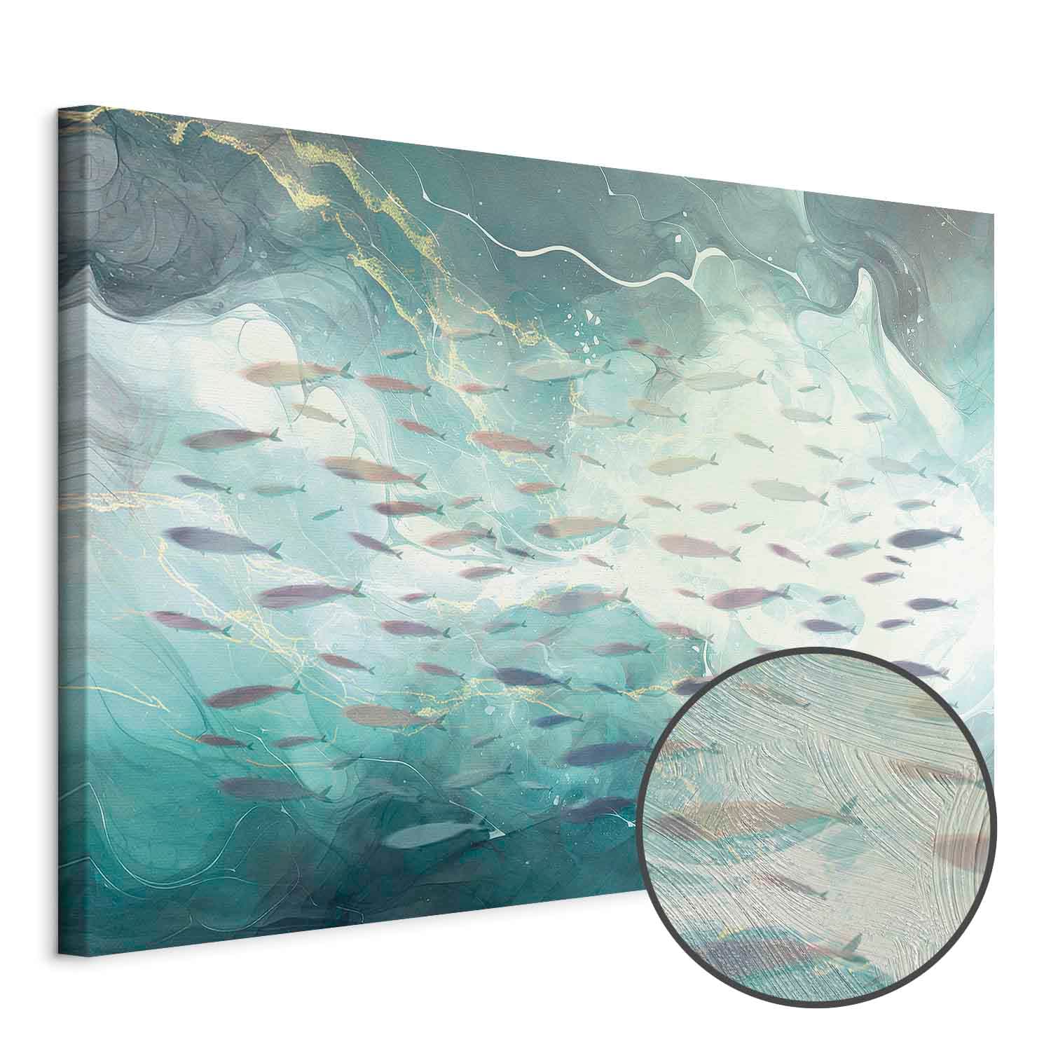 Obraz na płótnie Ławica drobnych ryb 90×60 cm, płótno standard