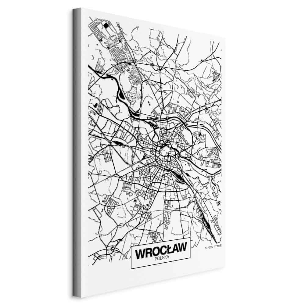 Obraz na płótnie Mapa miasta: Wrocław 20×30 cm, płótno standard