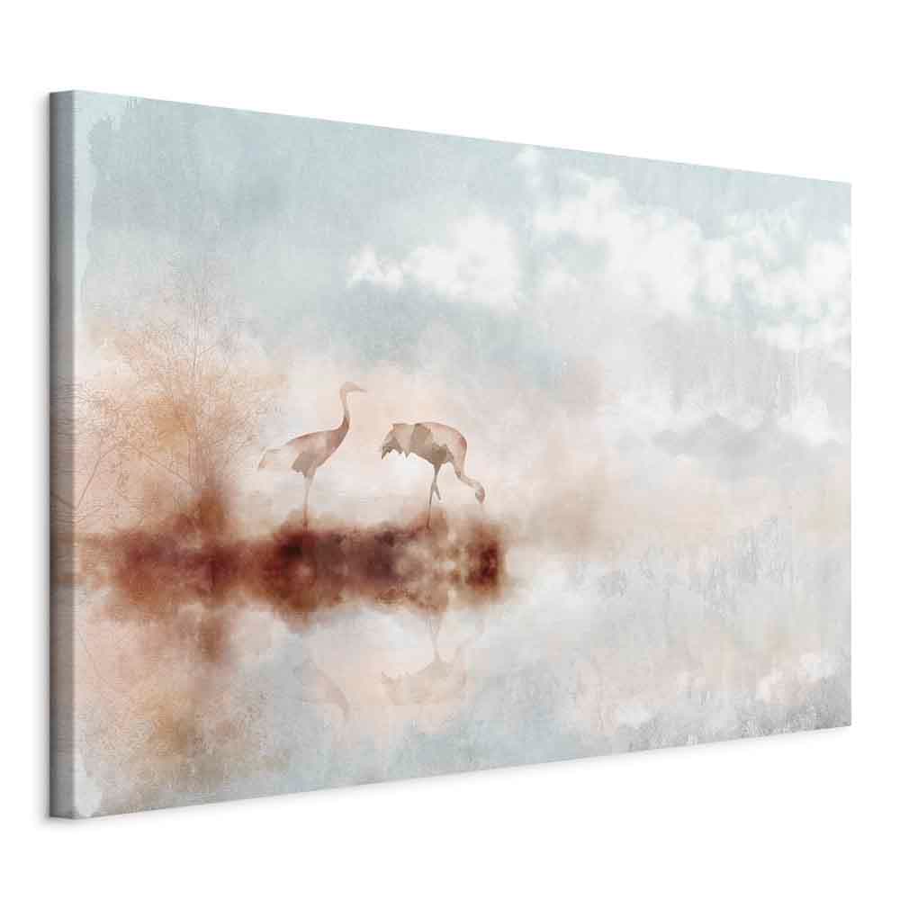 Obraz na płótnie Żurawie o poranku szeroki 30×20 cm, płótno włoskie