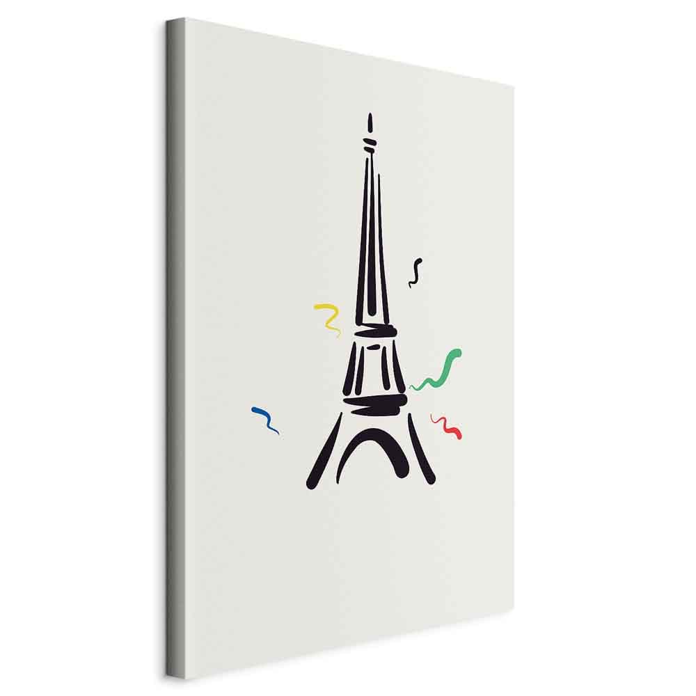 Canvas print Czarny graficzny rysunek wieży Eiffla na kremowym tle 20×30 cm, Italian canvas