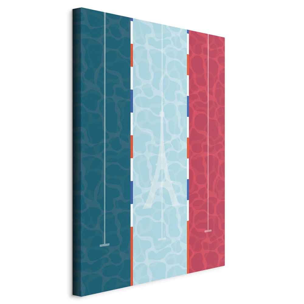 Obraz na płótnie Graficzna ilustracja basenu na tle flagi Francji 60×90 cm, płótno włoskie