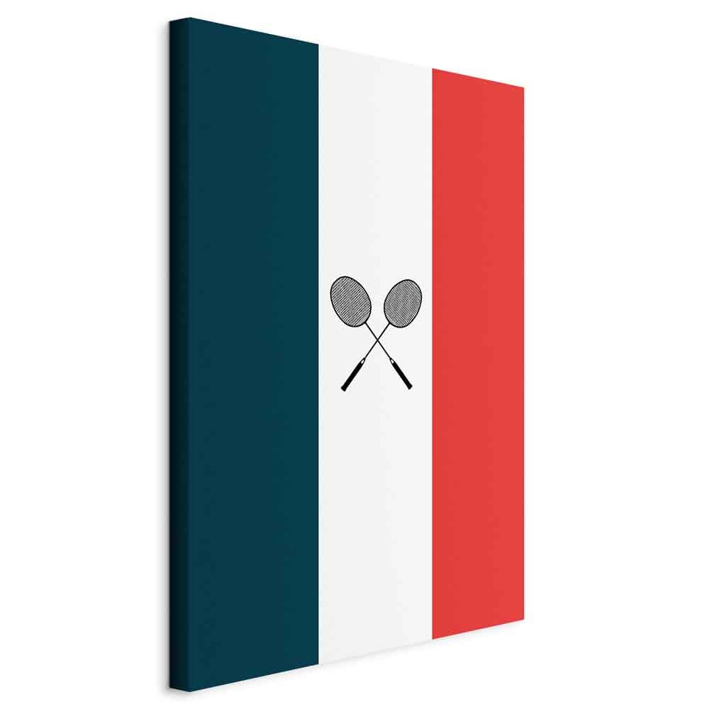 Leinwandbild Czarne rakietki do badmintona na tle flagi Francji 20×30 cm, Standardleinwand