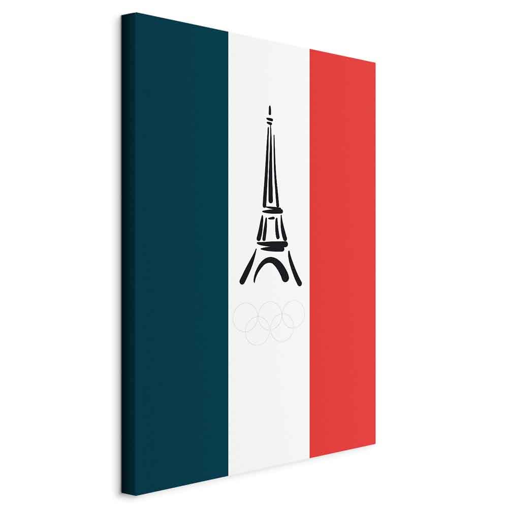 Obraz na płótnie Flaga Francji z graficzną wieżą Eiffla 20×30 cm, płótno standard