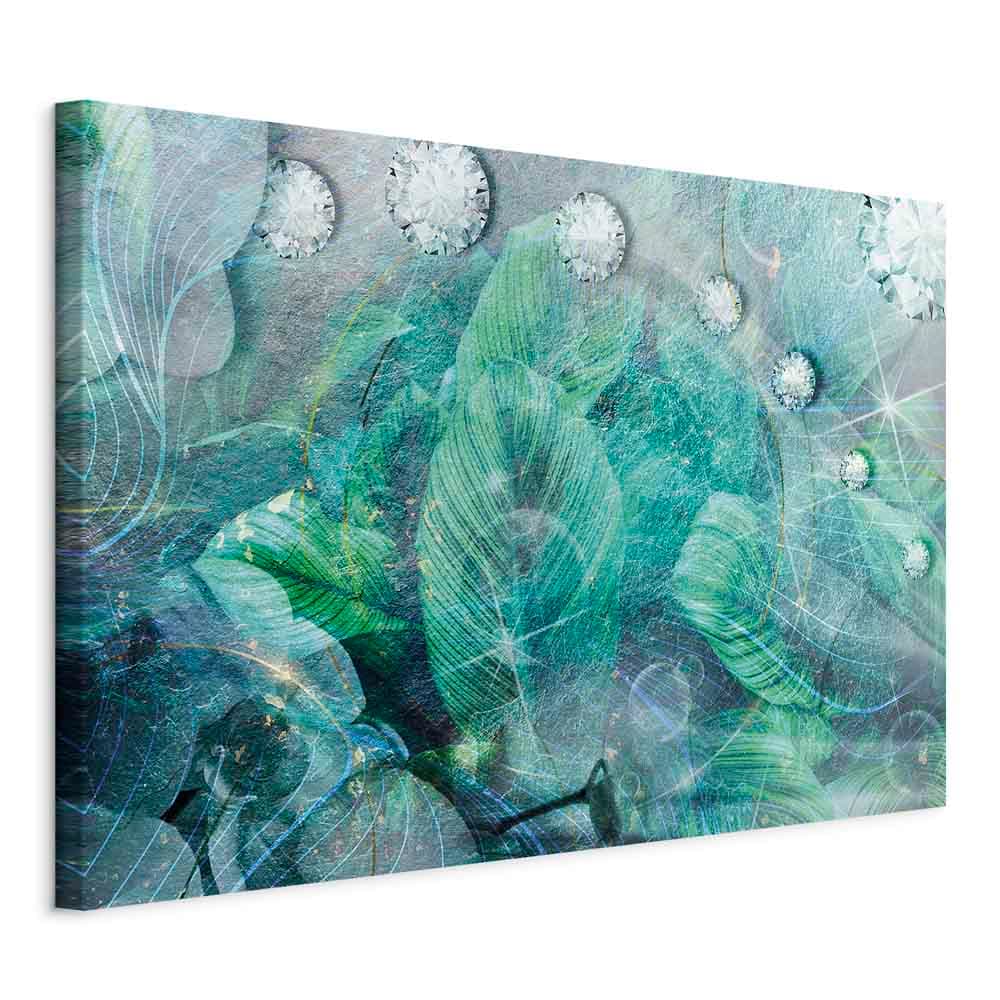 Canvas print Turkusowe liście szeroki 30×20 cm, standard canvas