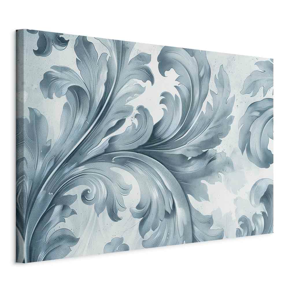 Obraz na płótnie Kamienne barokowe ornamenty w jasnych odcieniach szaro-niebieskich 120×80 cm, płótno włoskie