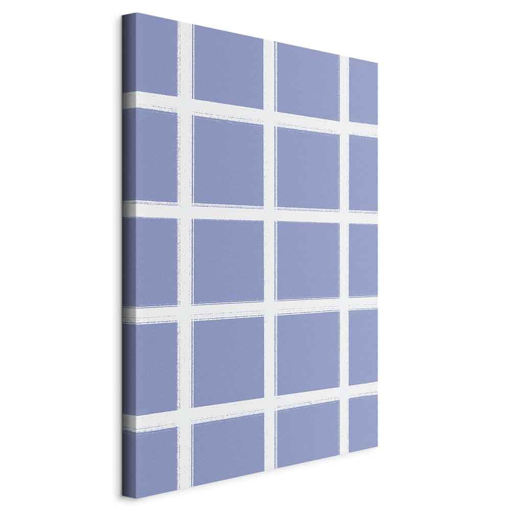 Obraz na płótnie Linie i symetria - ekspresyjna biała krata na niebieskim tle 60×90 cm, płótno włoskie