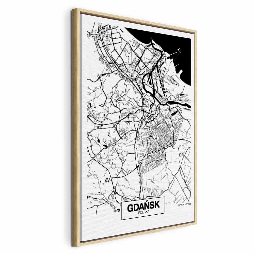Leinwandbild Mapa miasta: Gdańsk 40×60 cm, Standardleinwand