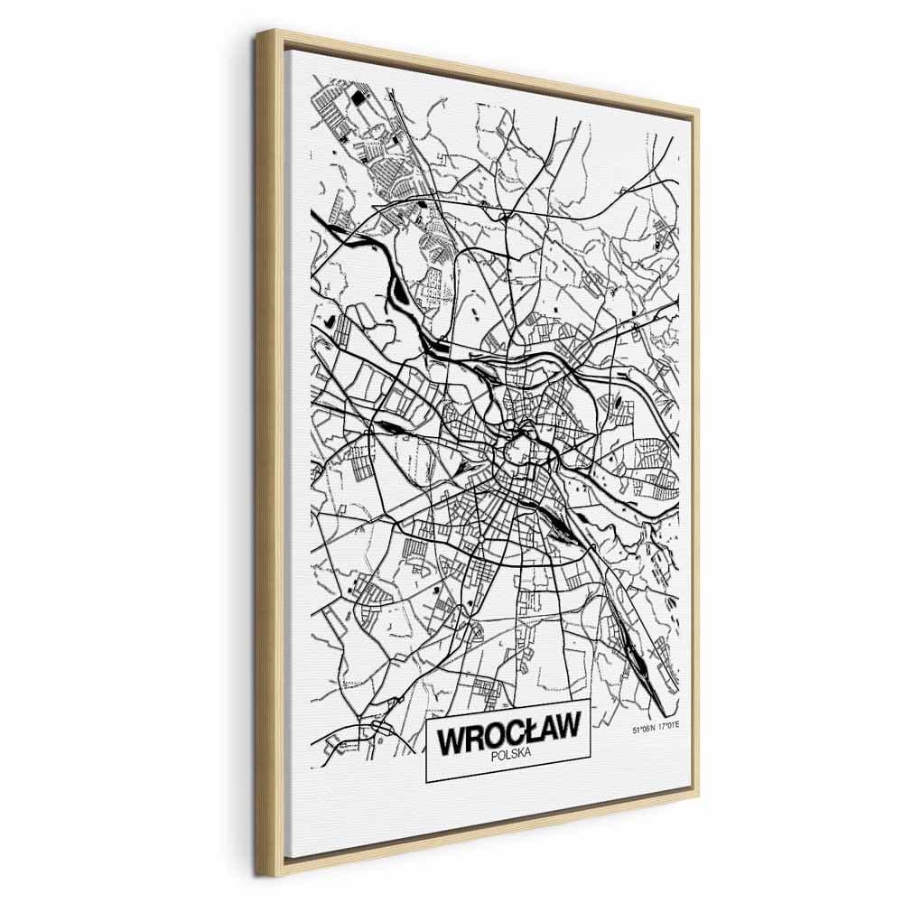 Картина на полотні Mapa miasta: Wrocław 80×120 см, стандартне полотно