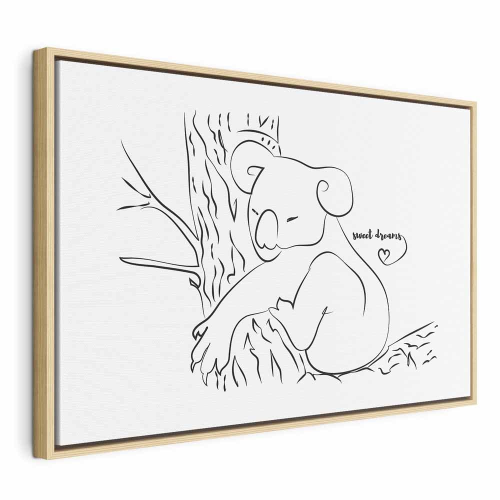 Картина на полотні Cichy urok natury - śpiący koala w czarno-białym tle 60×40 см, стандартне полотно