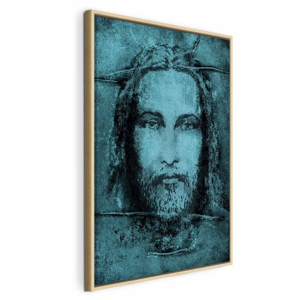 Canvas print Całun Turyński w turkusie 60×90 cm, standard canvas