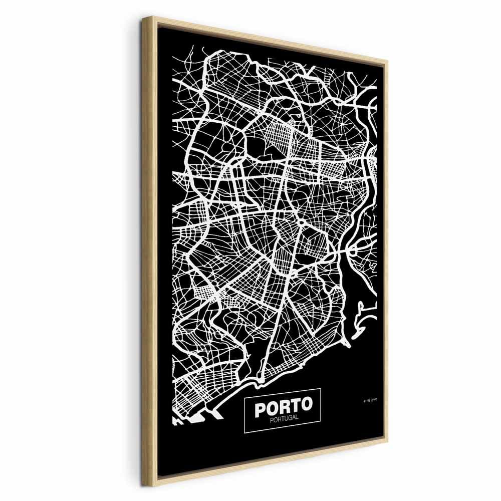 Canvas print Mapa w negatywie: Porto 60×90 cm, standard canvas