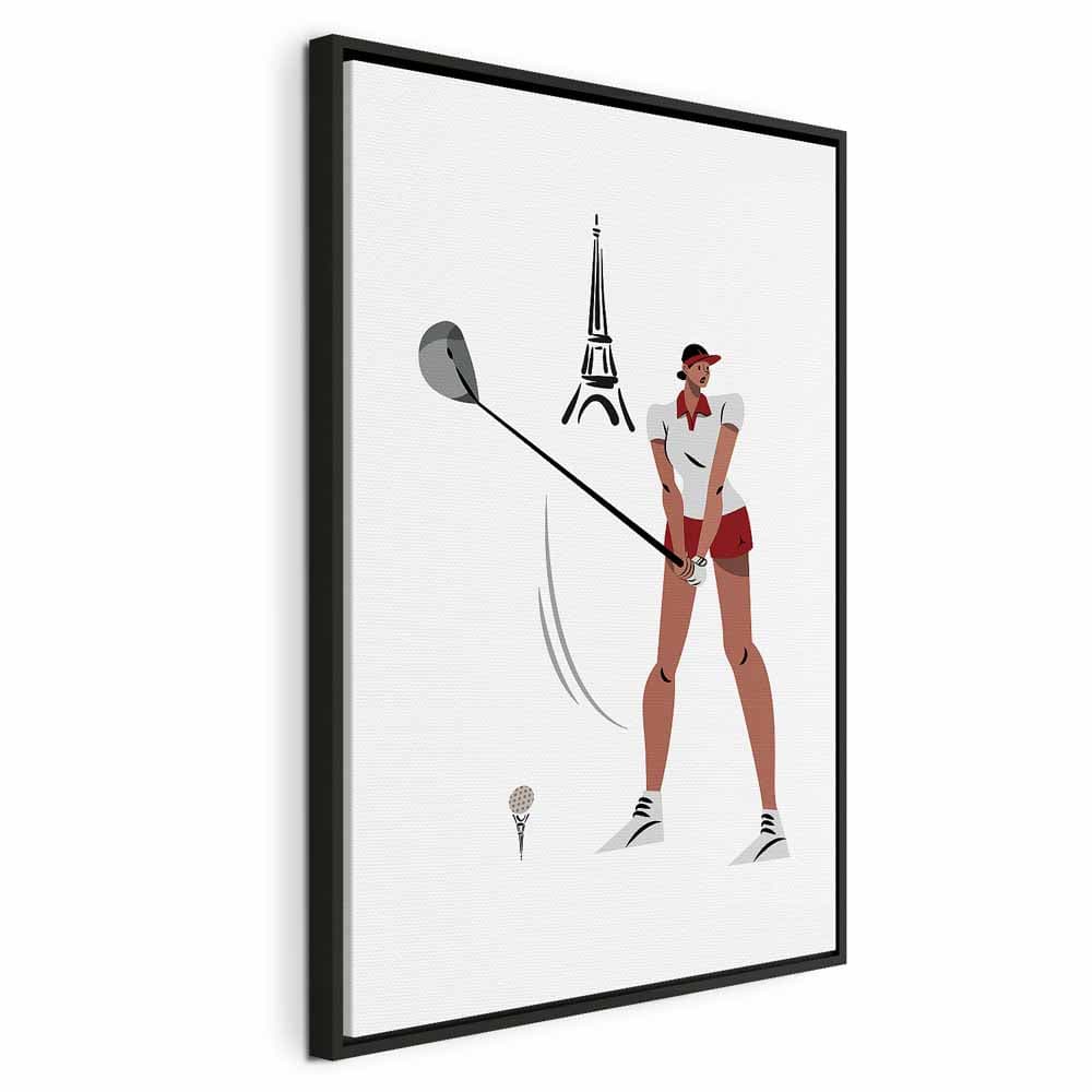 Canvas print Golfistka z wieżą Eiffla w tle - ilustracja 80×120 cm, standard canvas