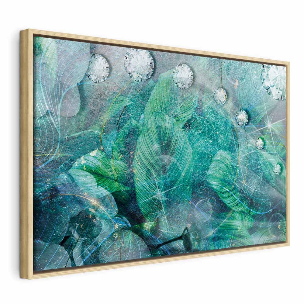 Leinwandbild Turkusowe liście szeroki 120×80 cm, Standardleinwand