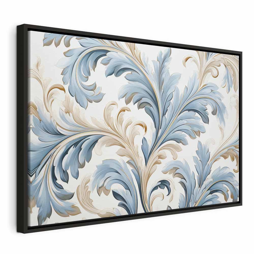 Картина на полотні Barokowe ornamenty w jasnej kremowo-niebieskiej kolorystyce 90×60 см, стандартне полотно
