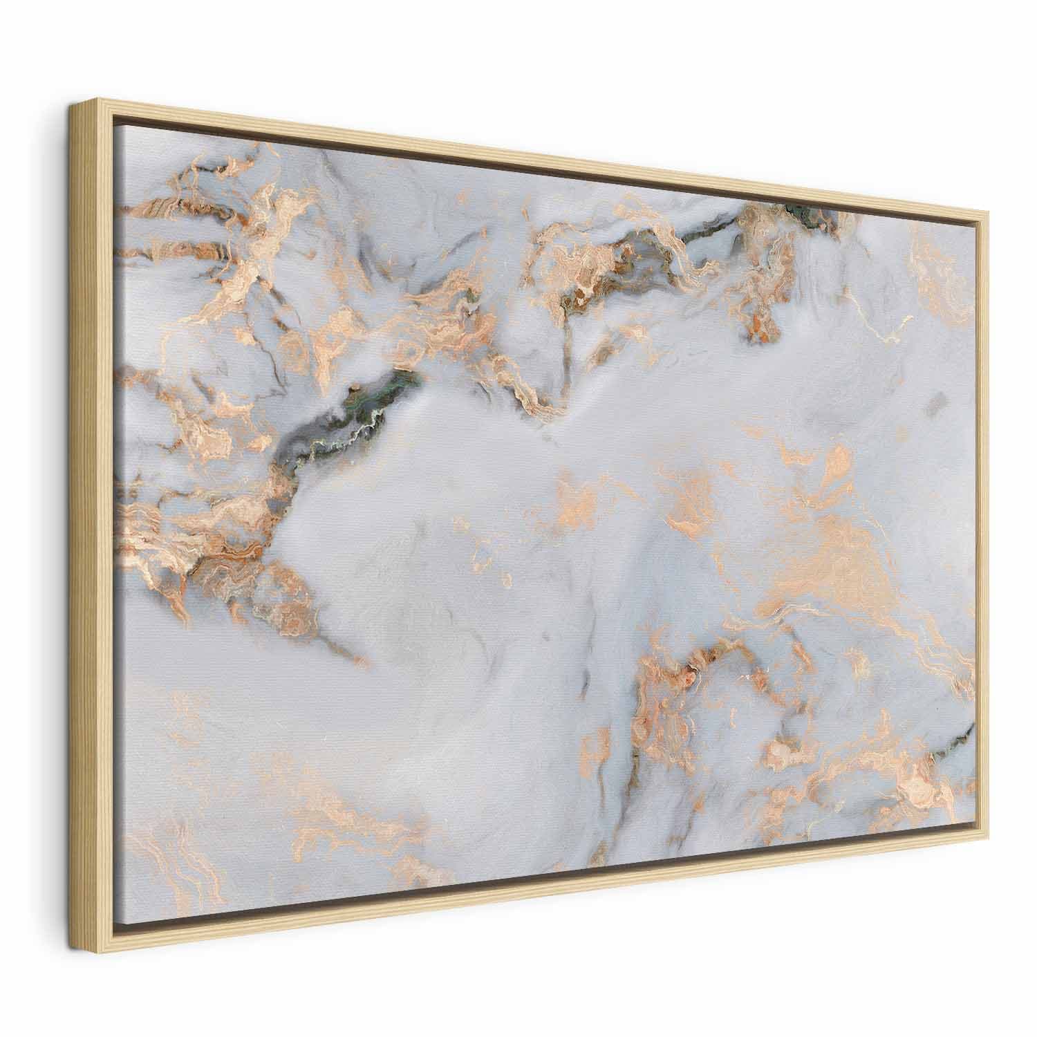 Leinwandbild Biały kamień - elegancki marmur ze złotymi refleksami 90×60 cm, Standardleinwand