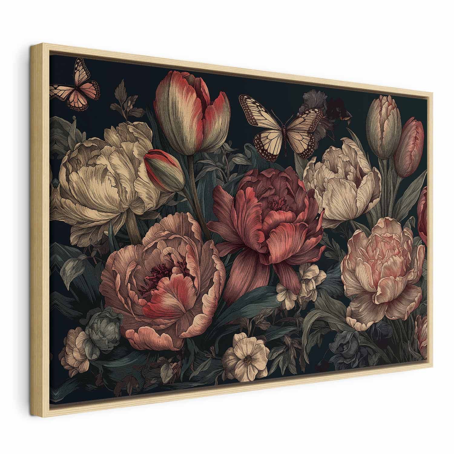 Obraz na płótnie Kwiaty na turkusowym tle 60×40 cm, płótno standard
