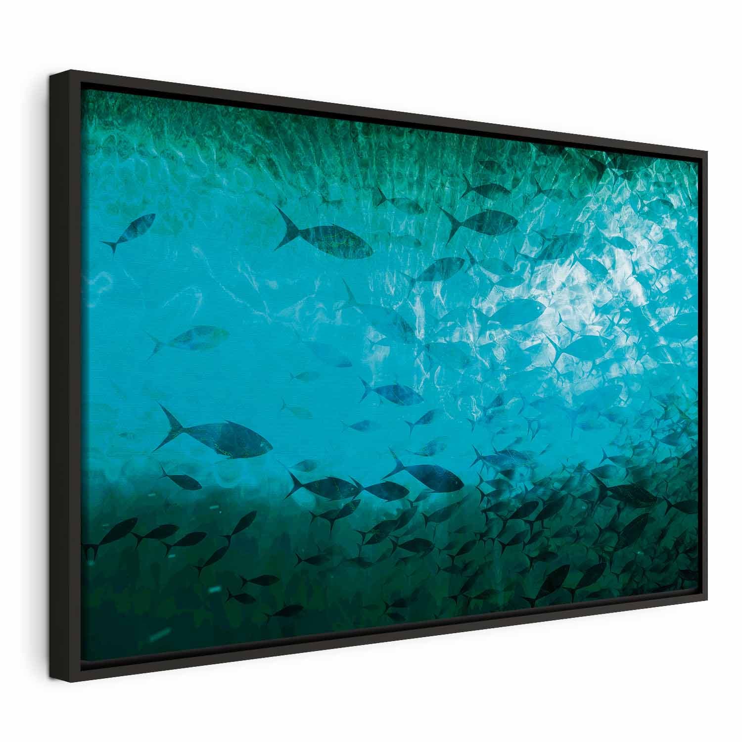 Obraz na płótnie Gromada ciemnych ryb 120×80 cm, płótno standard