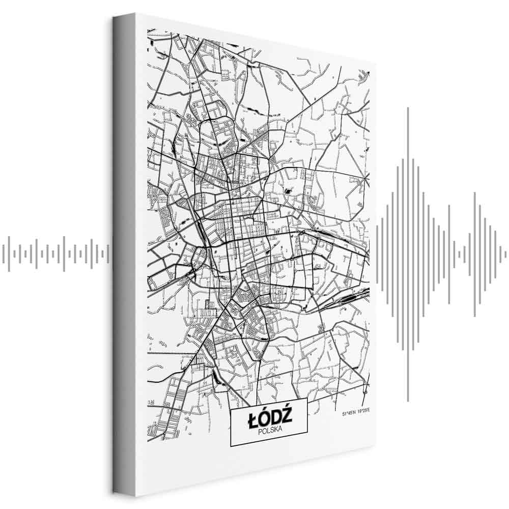 Картина на холсте Mapa miasta: Łódź 80×120 см, стандартный холст
