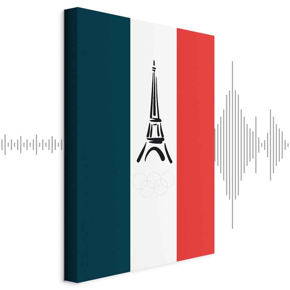 Obraz na płótnie Flaga Francji z graficzną wieżą Eiffla 40×60 cm, płótno standard