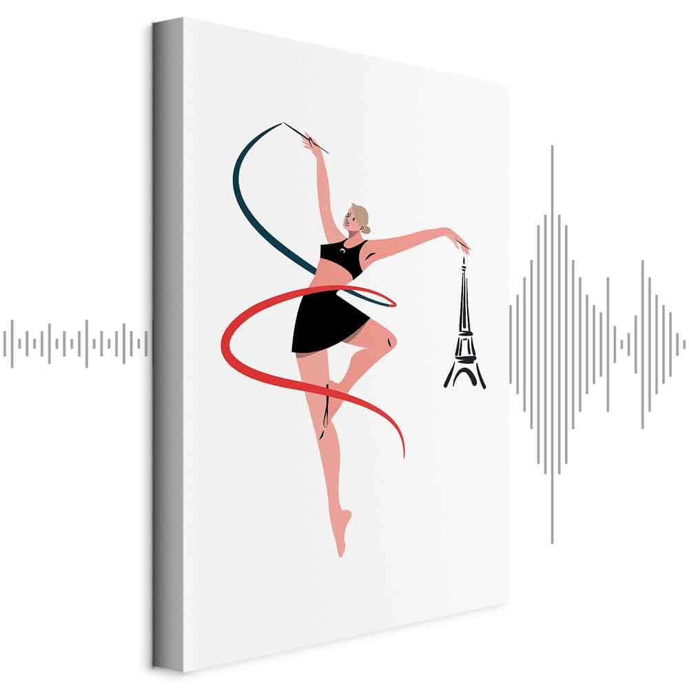 Canvas print Gimnastyka artystyczna - ilustracja kobiety z szarfą 80×120 cm, standard canvas