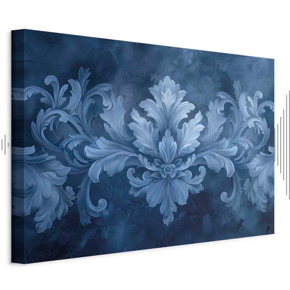 Canvas print Ornament w błękitnych i chłodnych kolorach ciemnoniebieska dekoracja 30×20 cm, standard canvas