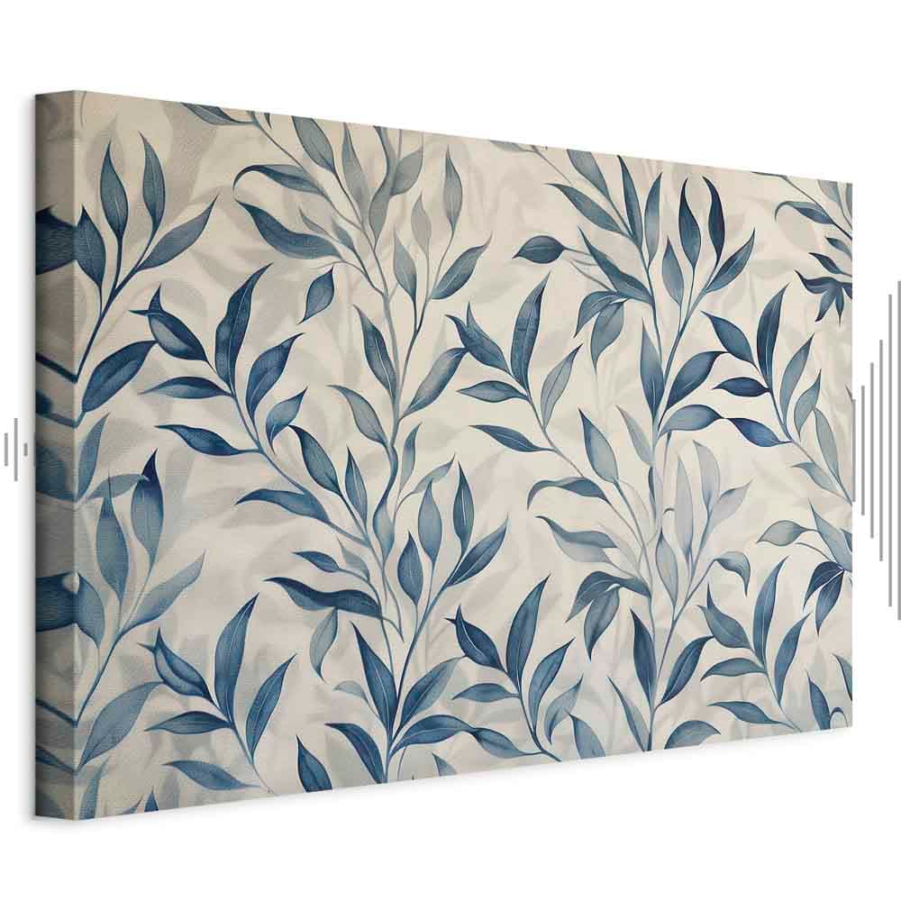 Obraz na płótnie Liście w niebieskich kolorach delikatny motyw botaniczny 120×80 cm, płótno standard