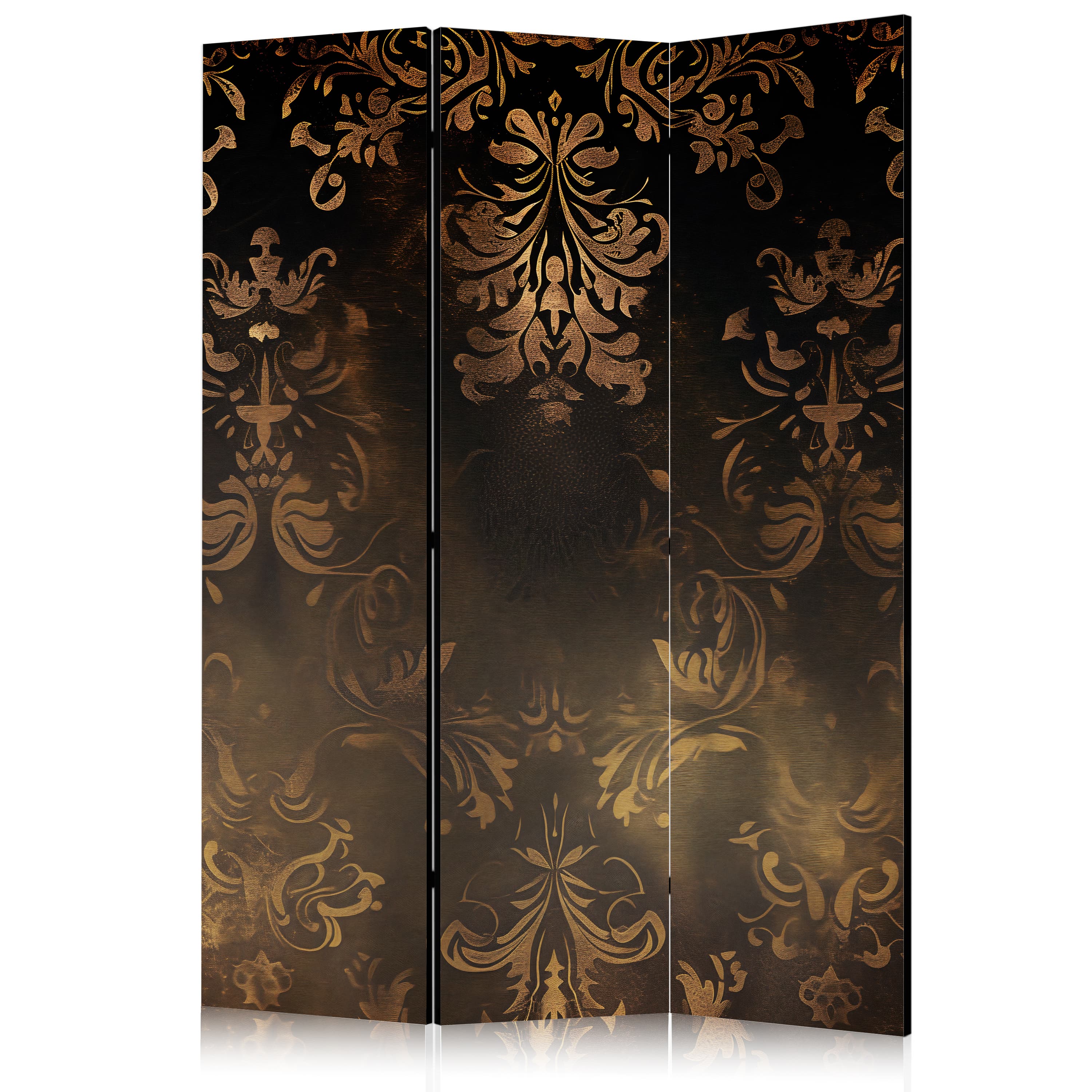 Parawan Ornamenty barokowe w spatynowanym złocie i w brązach - retro motyw 135×172 cm, jednostronny