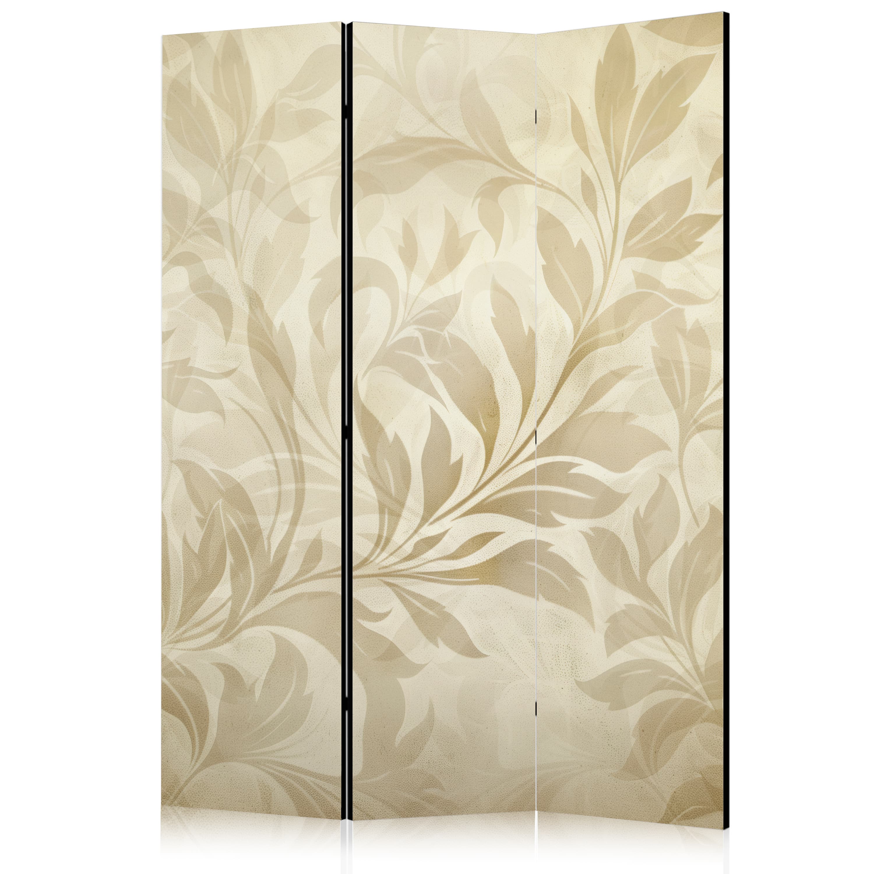 Parawan Botaniczny motyw z listkami i pnączami w kolorach piaskowych 135×172 cm, jednostronny