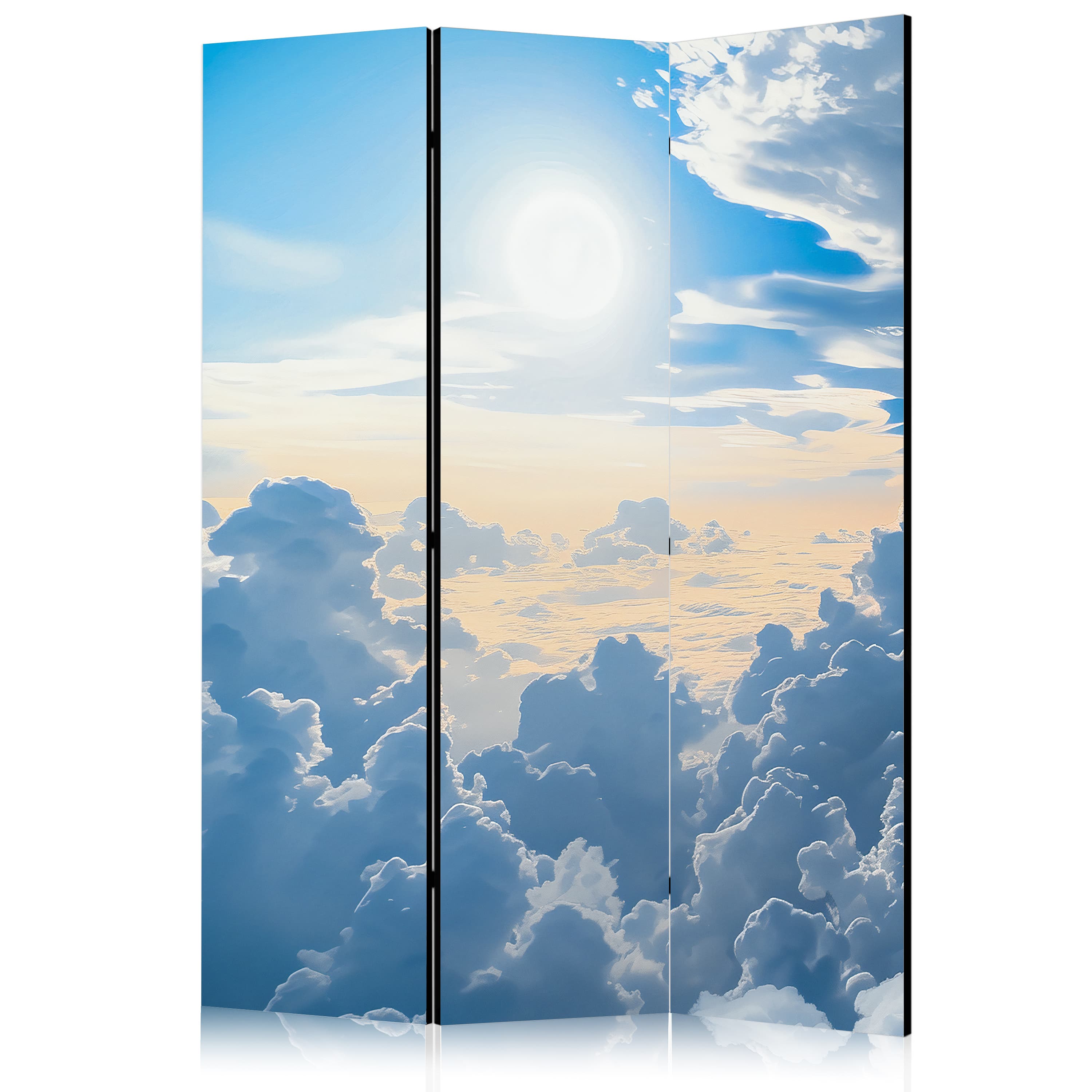 Room divider Symfonia Światła: Słońce i chmury współgrające na przepięknym niebie 135×172 cm, acoustic
