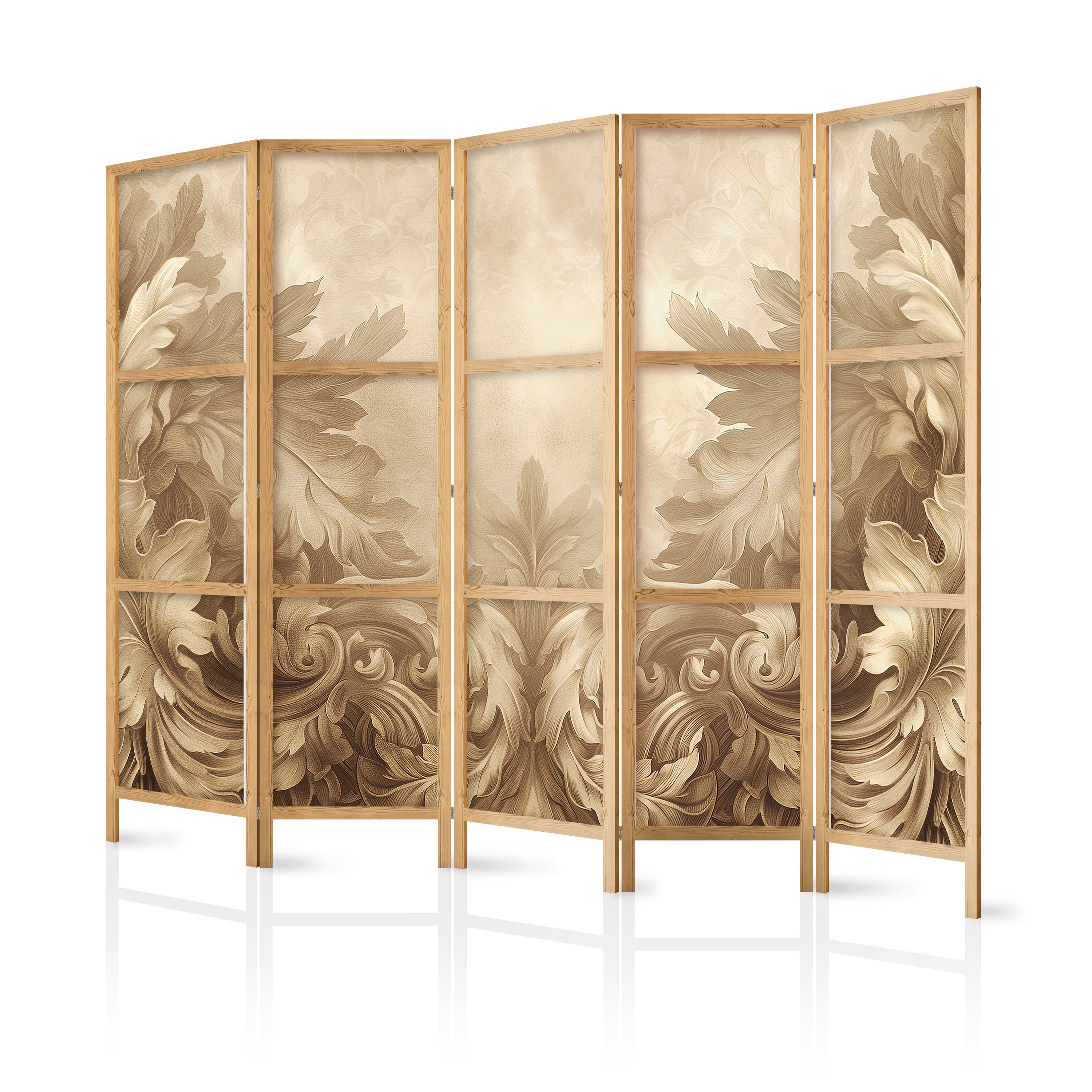 Японська ширма Rzeźbione ornamenty barokowe - bogata kompozycja w kolorach sepii 225×172 см, японська