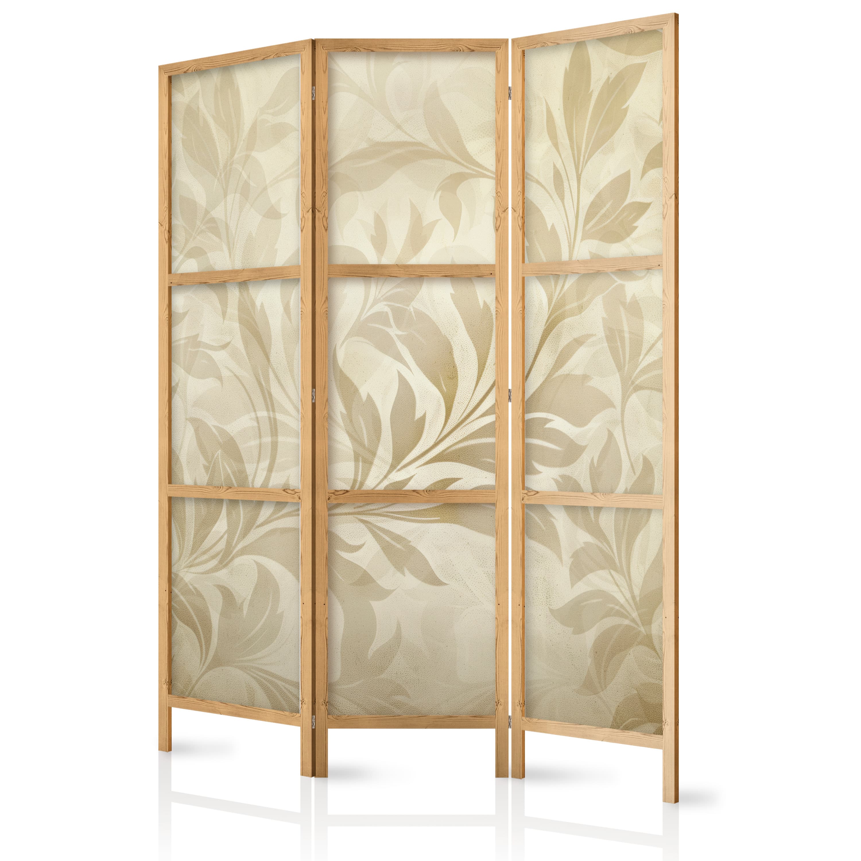 Japanischer Paravent Botaniczny motyw z listkami i pnączami w kolorach piaskowych 135×172 cm, japanisch