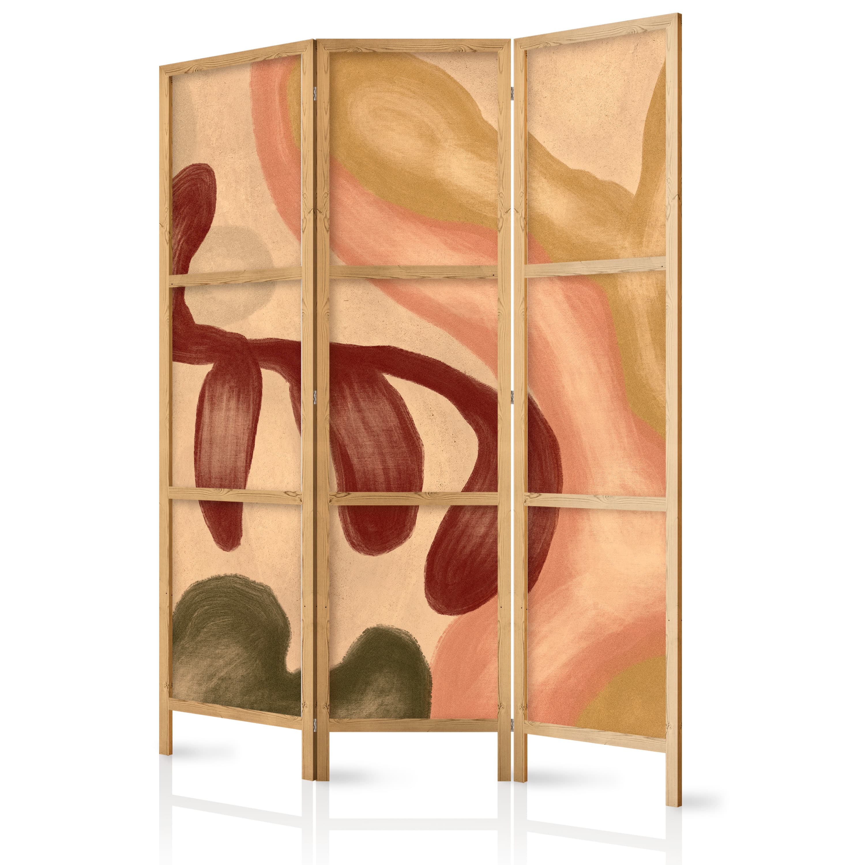 Japanese room divider Przetarte figury - kształty w technice lime wash w ciepłych kolorach 135×172 cm, Japanese