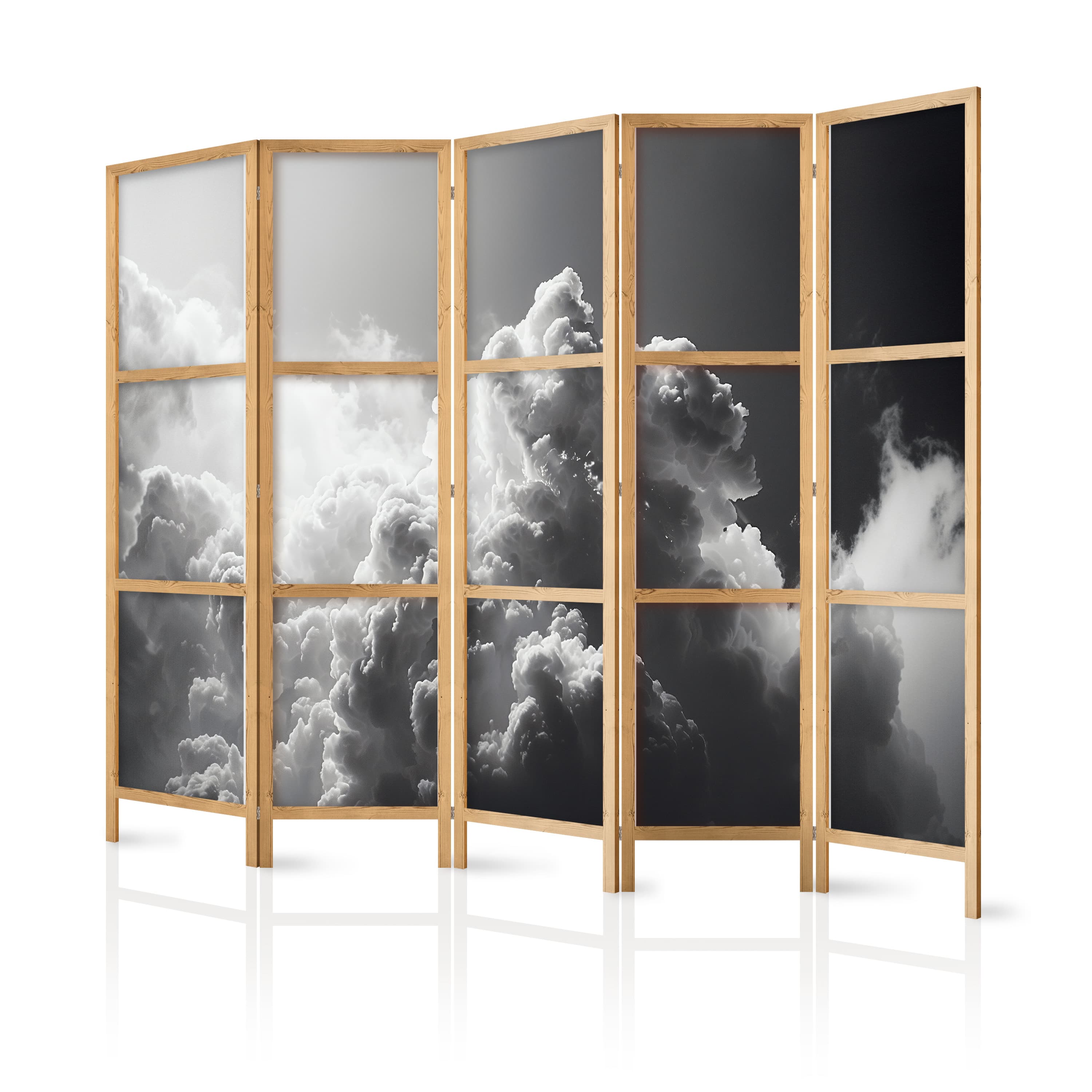 Japanese room divider Nadzwyczajne zjawisko: Słońce rozświetlające ciemne chmury 225×172 cm, Japanese