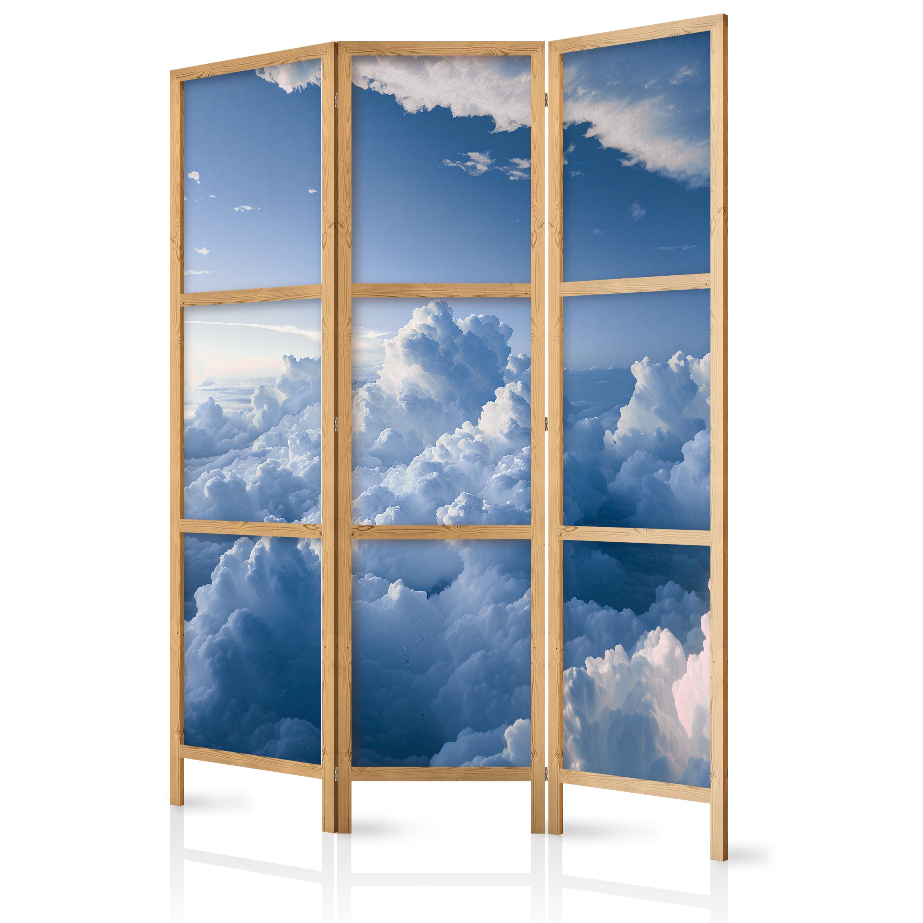 Japanese room divider Podniebne pejzaże: Promienie oświetlające puchowe formacje chmur 135×172 cm, Japanese
