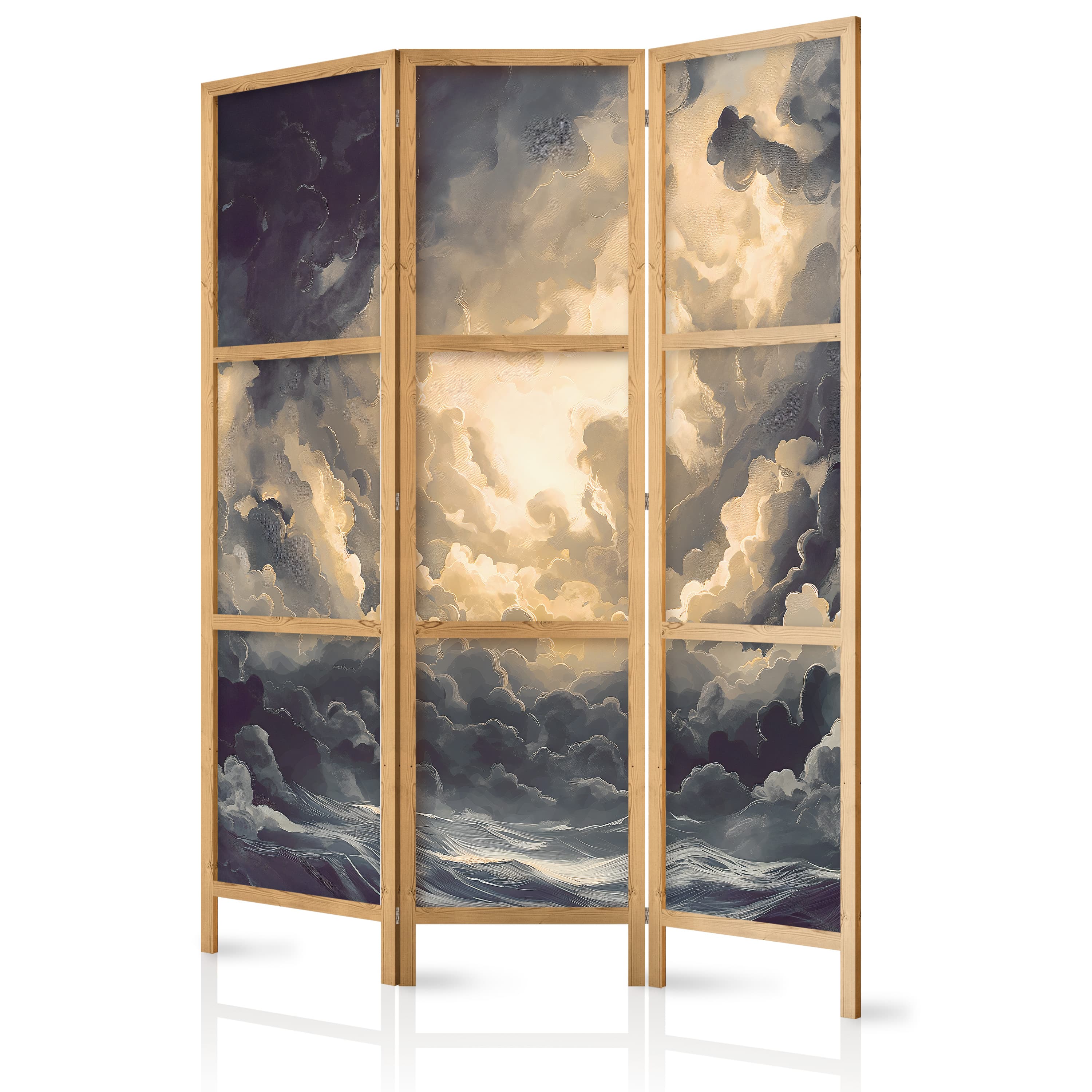 Japanese room divider Epicka gra światła: Słońce walczące o dominację nad chmurami 135×172 cm, Japanese