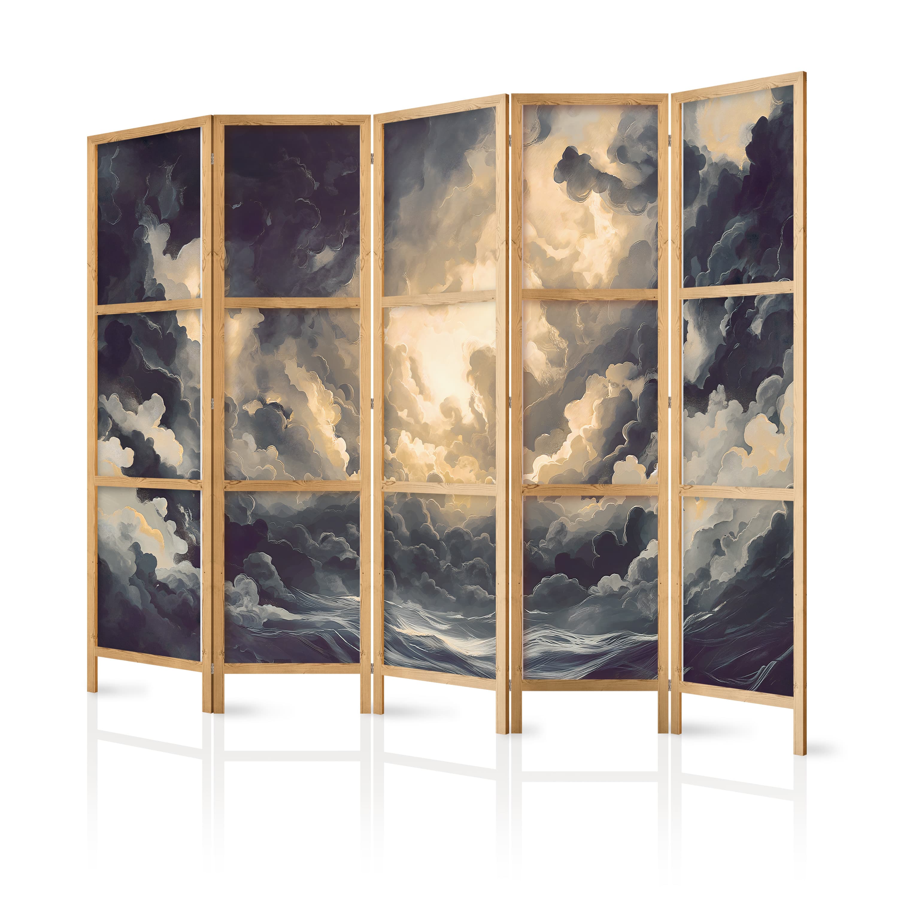 Japanese room divider Epicka gra światła: Słońce walczące o dominację nad chmurami 225×172 cm, Japanese