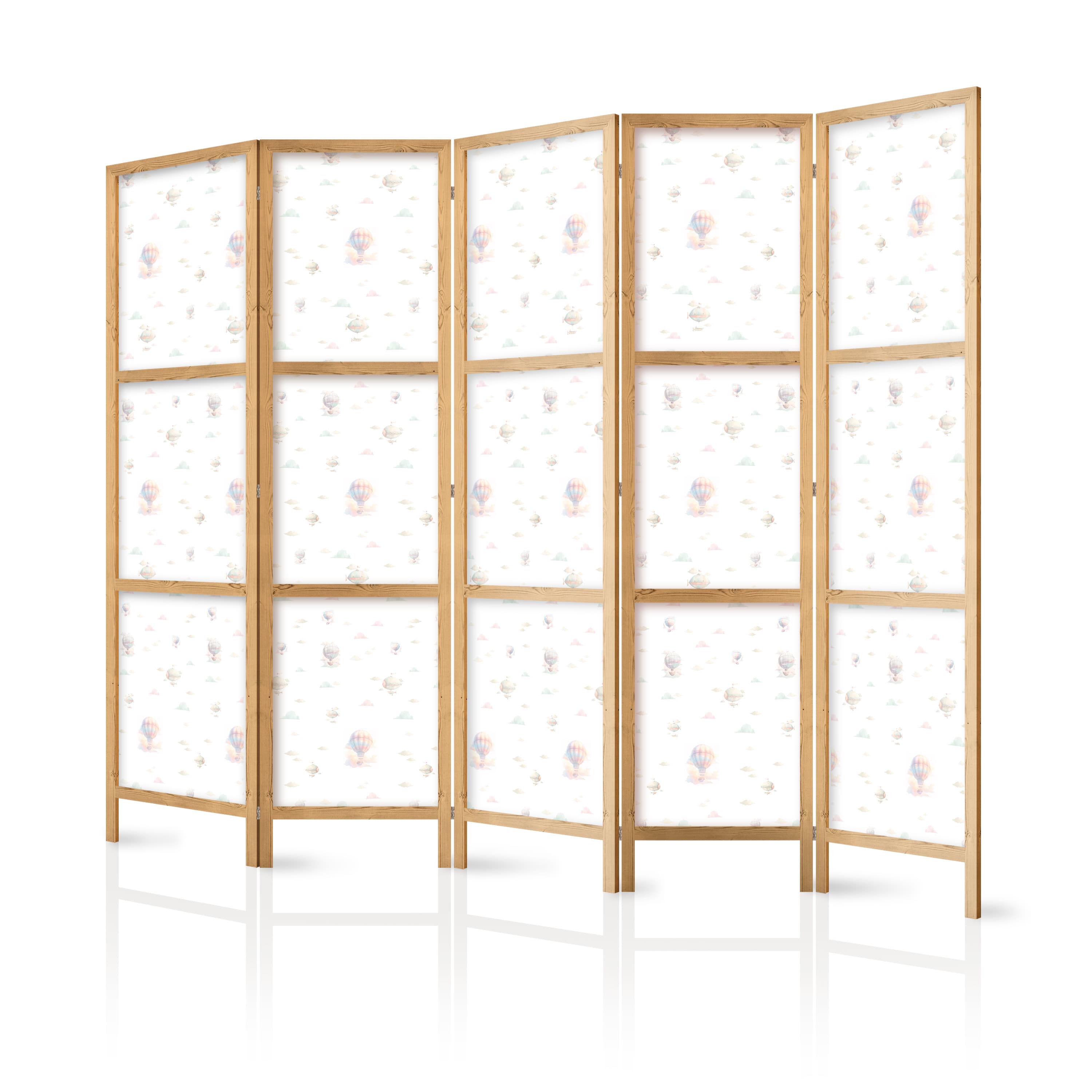 Japanischer Paravent Akwarela - kolorowe balony i sterowce na tle kolorowych chmur 225×172 cm, japanisch