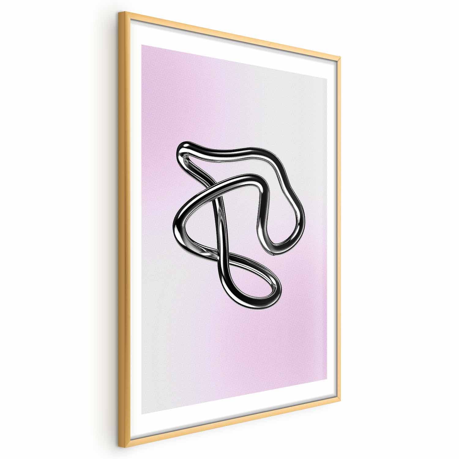 Poster Srebrne Zawiłości - płynna metaliczna figura na gradientowym tle 60×90 cm