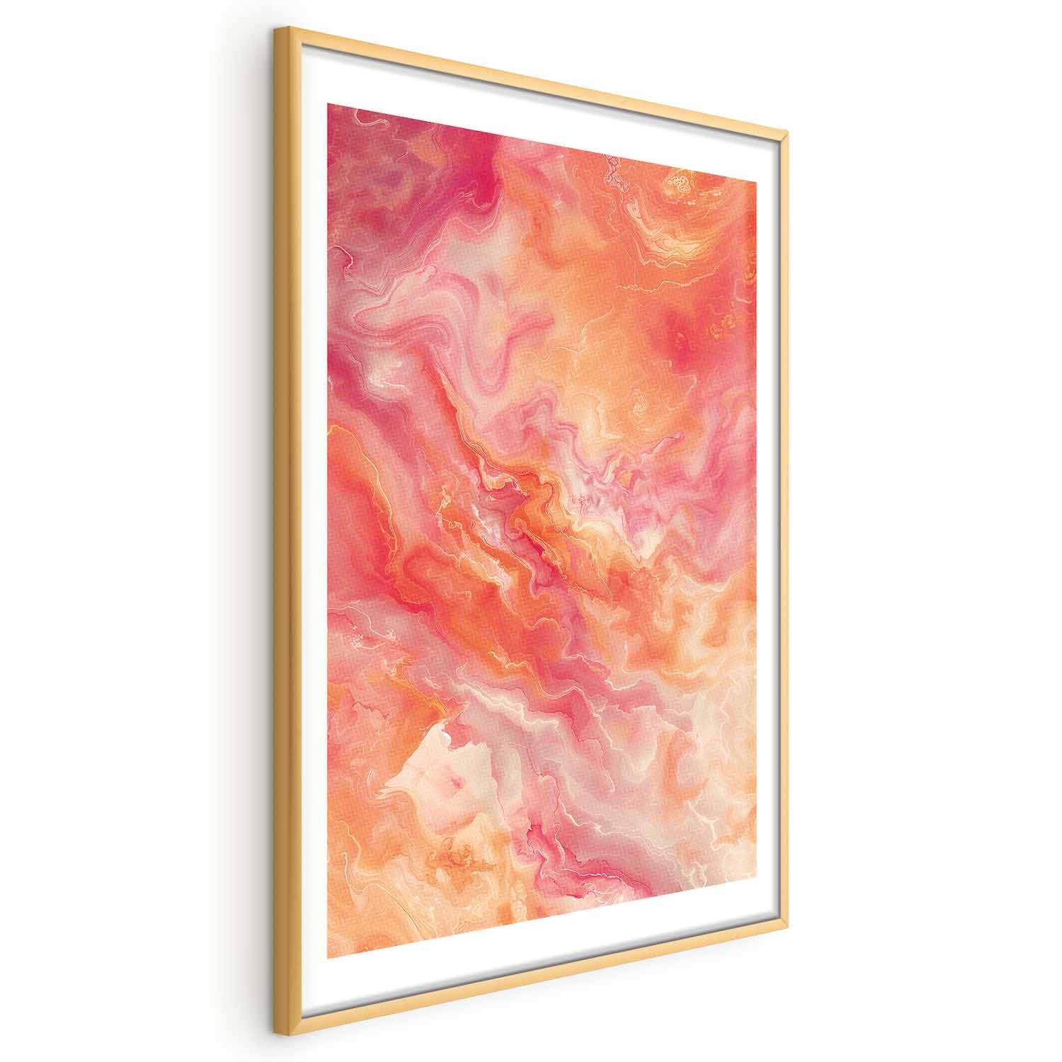 Poster Płomienne Barwy - dynamiczne kształty w kolorach ognia i różu 60×90 cm