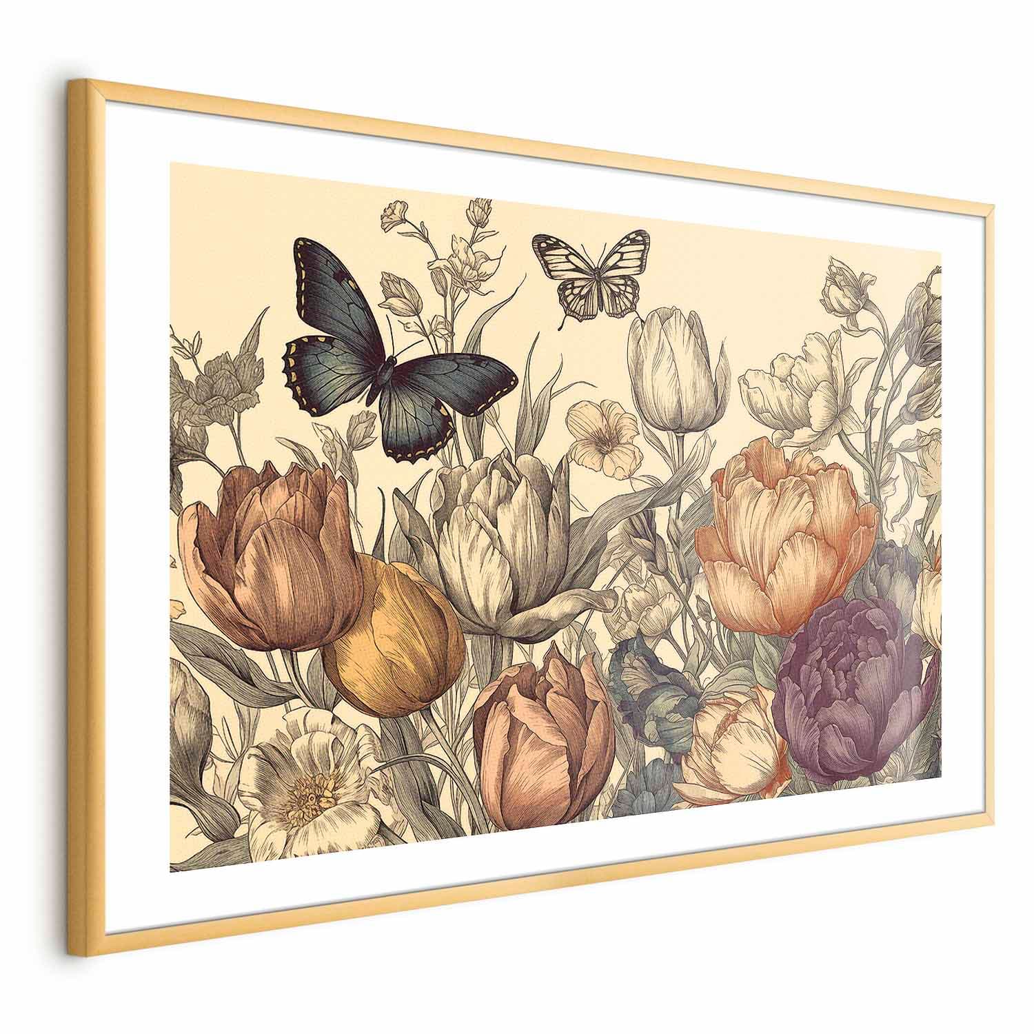Plakat Kolorowe tulipany na kremowym tle 60×40 cm
