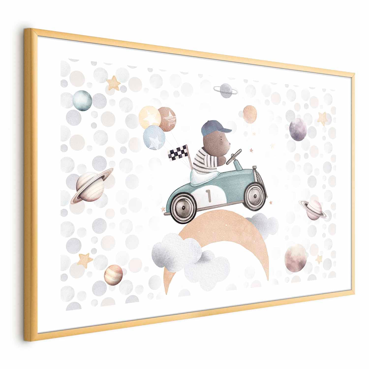 Plakat Miś w wyścigówce 60×40 cm
