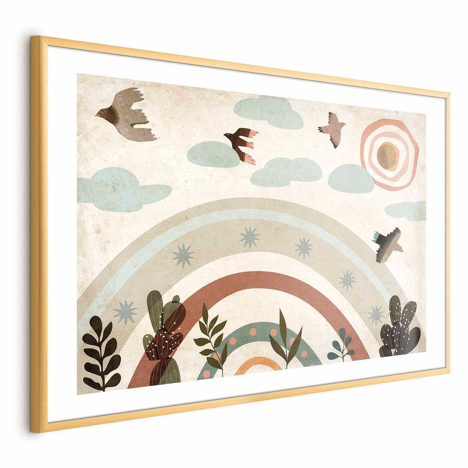 Plakat Tęcza i ptaki 90×60 cm