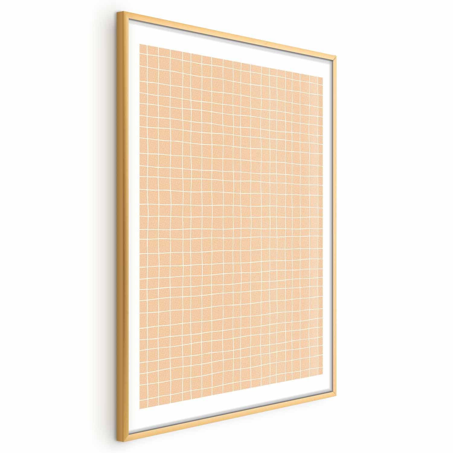 Plakat Linie i szum - falująca kratka w odcieniach pomarańczu 60×90 cm