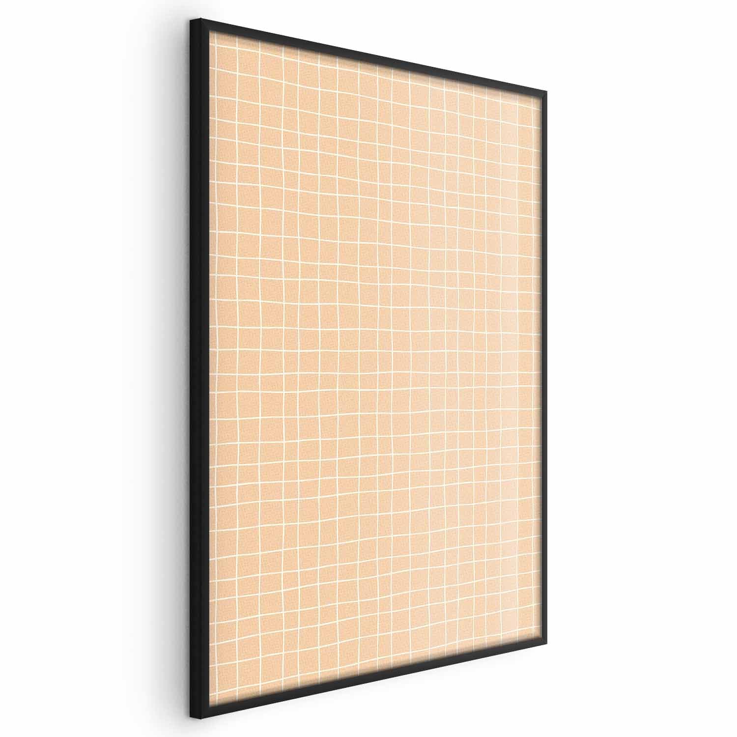 Plakat Linie i szum - falująca kratka w odcieniach pomarańczu 21×30 cm