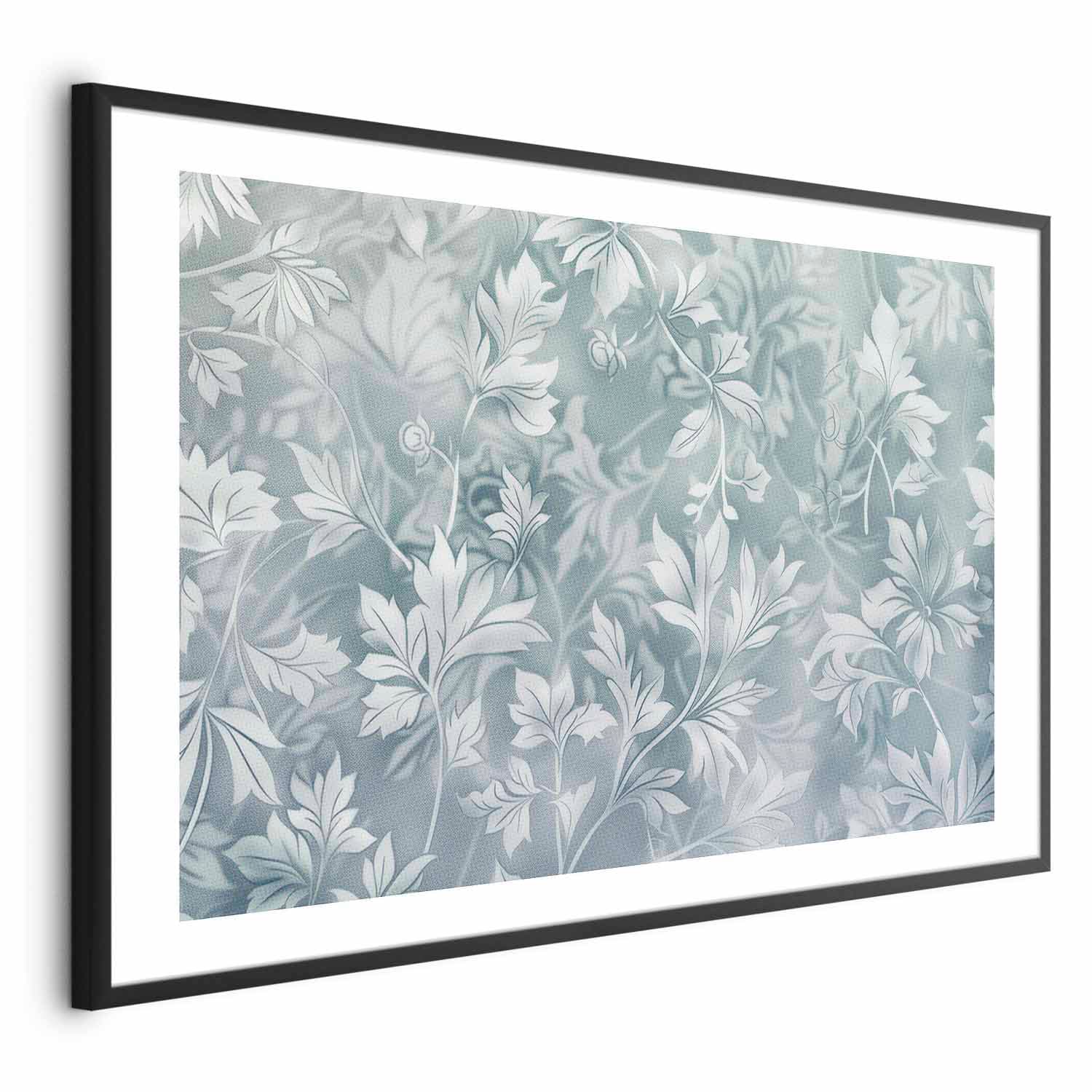 Plakat Przetarte wzory roślinne w zgaszonych turkusach 30×21 cm