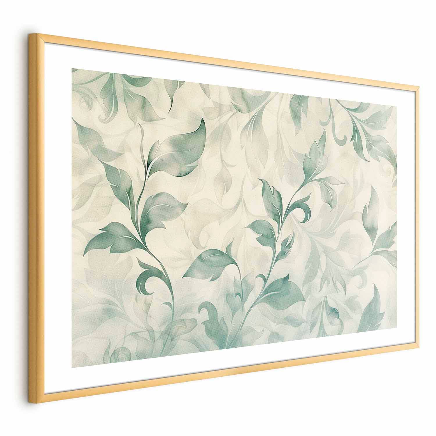 Постер Akwarelowe zielono-beżowe listki 90×60 см