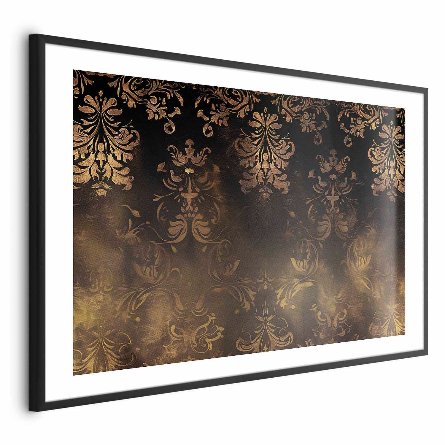Plakat Ciemne barokowe wzory ze złotymi akcentami 30×21 cm