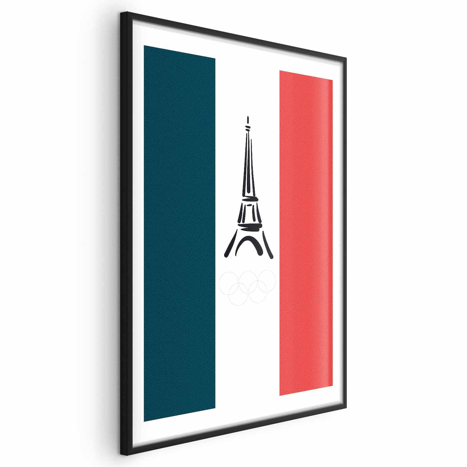 Plakat Graficzna wieża Eiffla na tle flagi Francji 60×90 cm