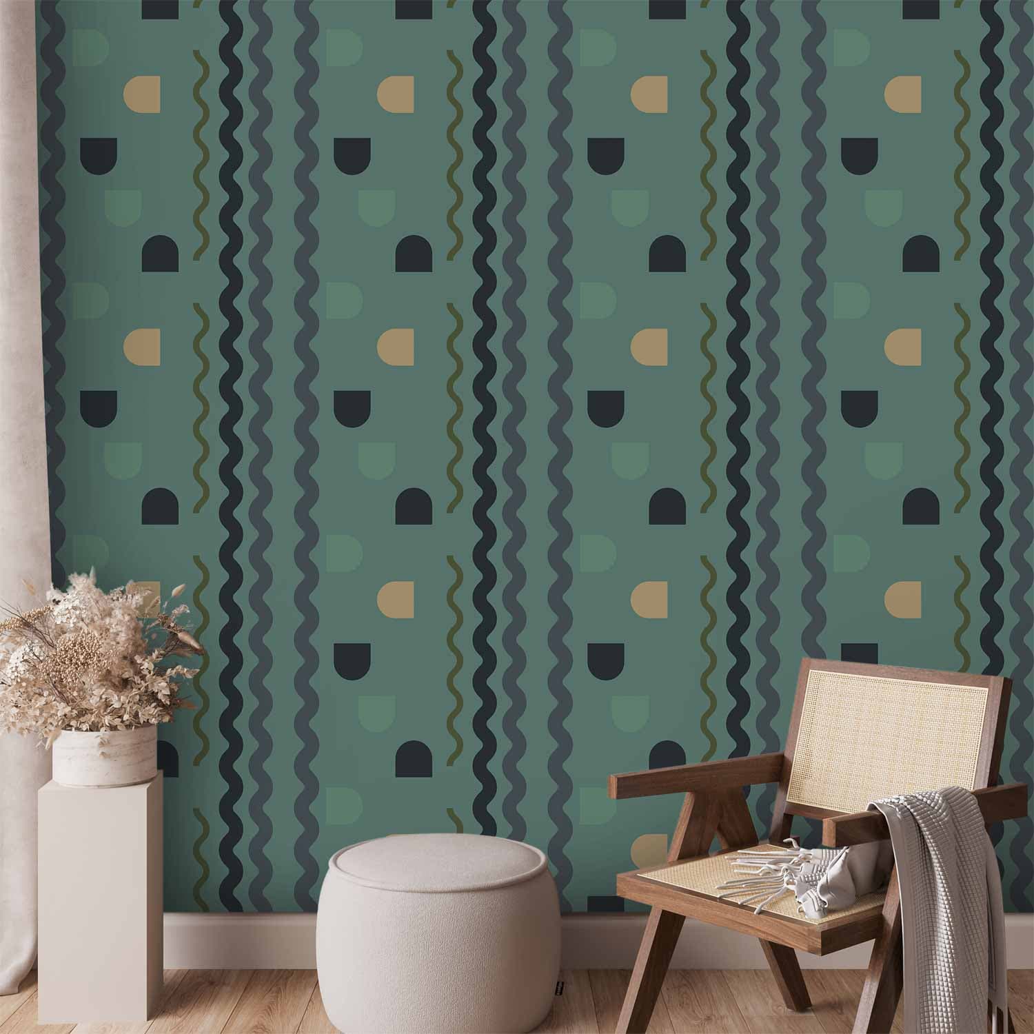 Wallpaper Miętowa fala 50×1000 cm, standard non-woven