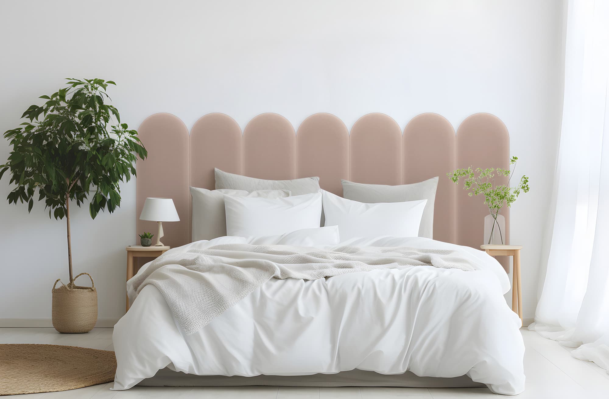 Upholstered panel Magic Velvet Pudrowy Róż 20cm 20×60 cm